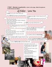 English Worksheet: Song Love me Jj Heller Activity