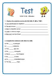 English Worksheet: To be - Affirmative