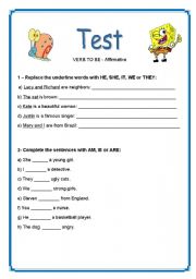 English Worksheet: To be - Affirmative