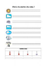 English worksheet: Weather and temperature worksheet