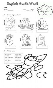 English Worksheet: COLORS AND NUMBERS