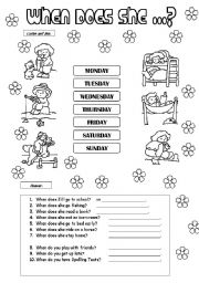 English Worksheet: DAYS of the WEEK : Listening Activity 1/2