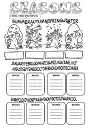 English Worksheet: SEASONS+MONTHS+WEATHER