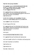 English Worksheet: Need You Now by Lady Antebellum