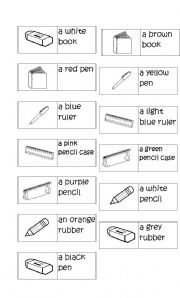 SCHOOL OBJECTS AND COLOURS DOMINO