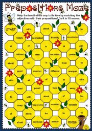 Adjective + Prepositions Maze (B & W)