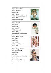 English Worksheet: Cards for Role Play (Famous People)