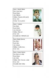 English Worksheet: Cards for Role Play (Famous People)