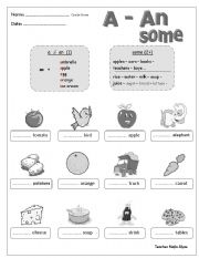 English Worksheet: A or An