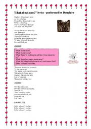 English worksheet: WHAT ABOUT NOW?- DAUGHTRY