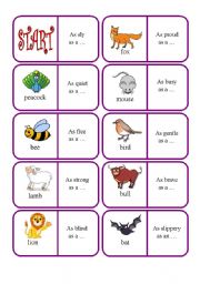 English Worksheet: Animals similes dominoes