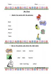 English worksheet: classroom worksheet