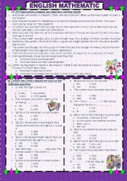 English Worksheet: English Mathematic for Pre Elementary (comprehension)