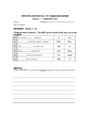 English worksheet: Grammar & writing quiz
