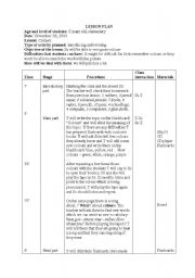 English Worksheet: lesson plan