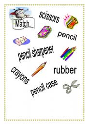 English worksheet: classroom objects