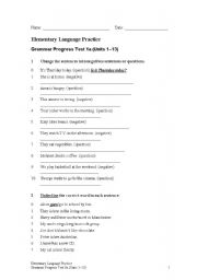 English Worksheet: Elementary Language Test