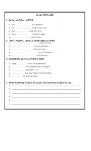English worksheet: HAS TO-HAVE TO