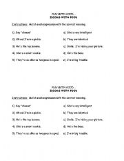 English Worksheet: FOOD IDIOMS