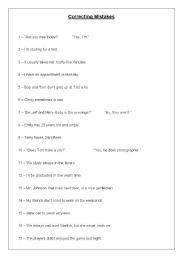 English Worksheet: Correcting Mistakes