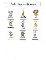 English worksheet: the animals