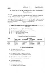 English Worksheet: Simple present vs present continuous