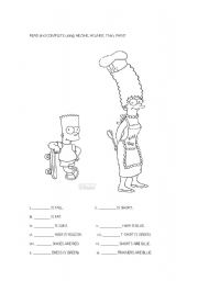 English Worksheet: MARGE AND BART SIMPSON