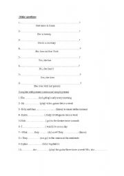 English Worksheet: make questions/ complete with s.present , present continuous