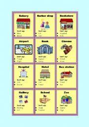 English Worksheet: Taboo cards - Places in city