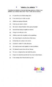 English Worksheet: Infinitive