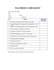 English Worksheet: Teacher Checklist