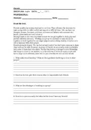 English Worksheet: Friends