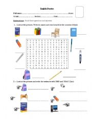 English Worksheet: OBJECTS CLASSROOM