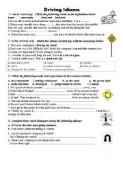 English Worksheet: Driving Idioms