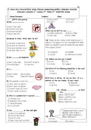 English Worksheet: Second term second written exam for 6th classes (SPRING 6)