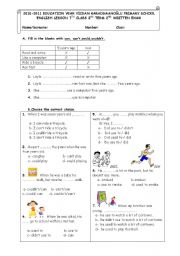 English Worksheet: Second term second written exam for 7th classes (SPRING 7)