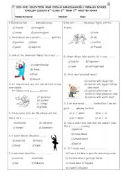 English Worksheet: Second term second written exam for 8th classes (ENGLISH NET)