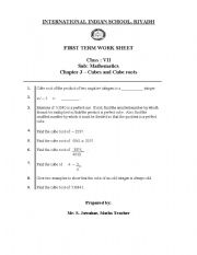 English Worksheet: Maths VII