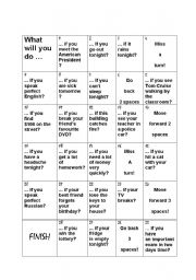 English Worksheet: Board game first conditional
