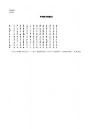 English worksheet: PETS WORDSEARCH