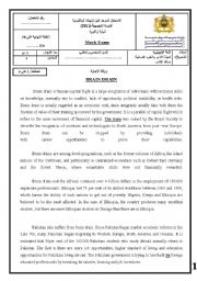 English Worksheet: A BACCALAUREATE MOCK EXAM For  Human science Stream (BRAIN DRAIN)