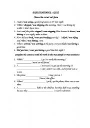 English worksheet: Past Continous- Past Simple QUIZ