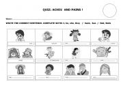 English Worksheet: quiz aches and pains