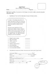 English worksheet: present simple reading comprehension