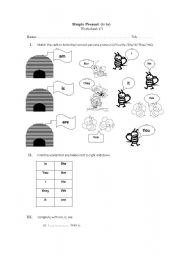 English worksheet: present simple