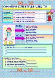 English Worksheet: Changing life styles-USED TO