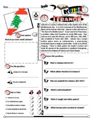 English Worksheet: RC Series_Level 01_Country Edition_53 Lebanon (Fully Editable + Key) 