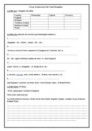 English worksheet: Group Session about united kingdom