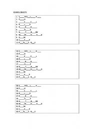 English Worksheet: School objects