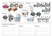 English Worksheet: there is and there are